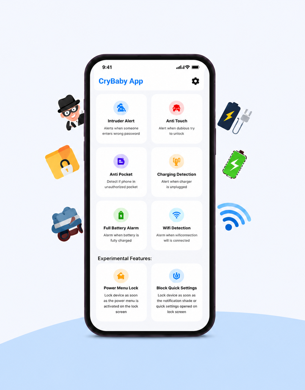 CryBaby app on phone